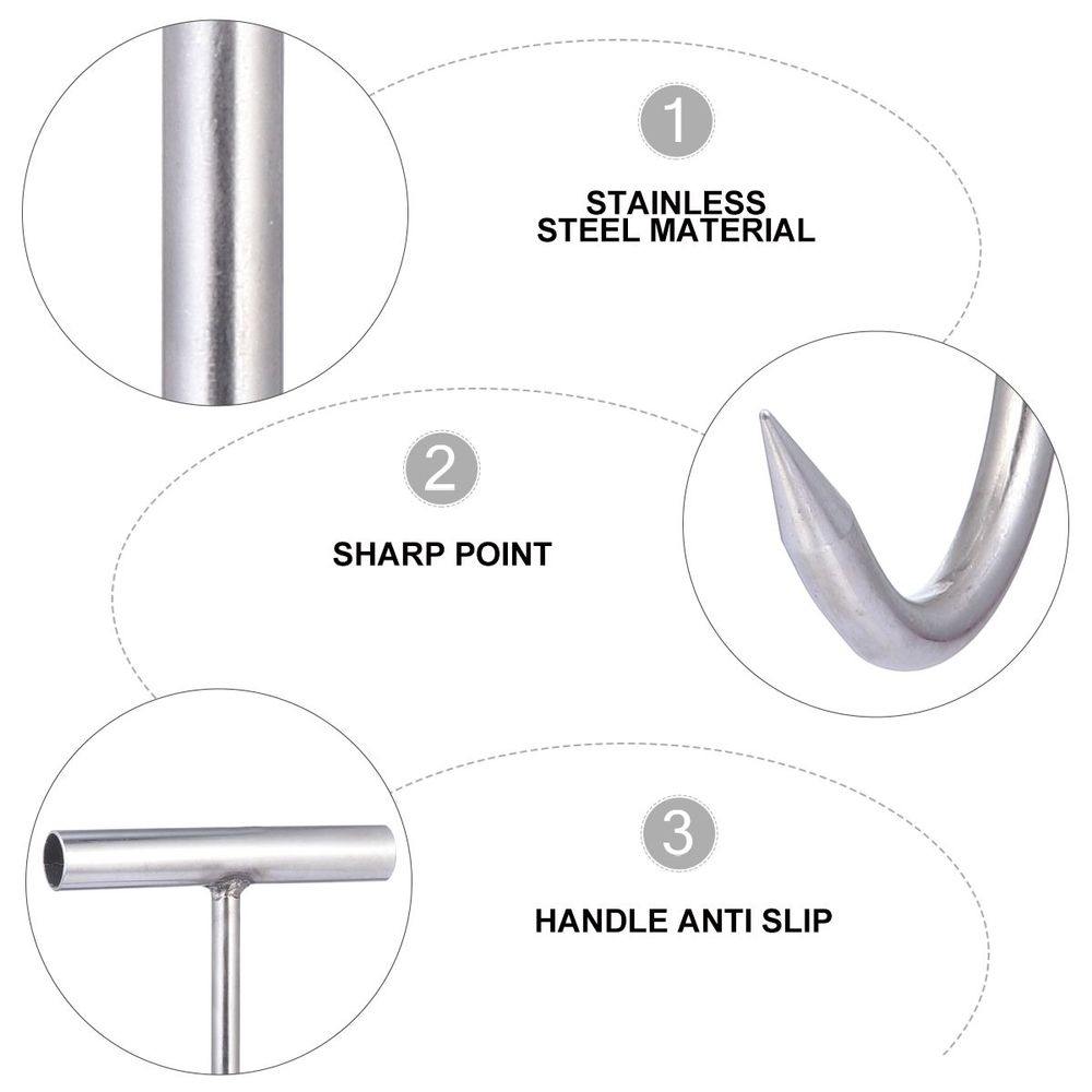 Meat Hooks for Butchering T Shaped Steel Hook with Handle Butcher Shop Tool Kit