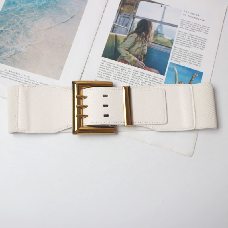 Cummerbunds golden three-pin Buckle elastic stretch waist seal female coat dress waist belt wide belts for women