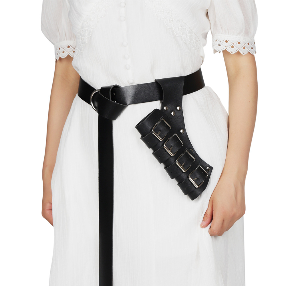 Mittelalterliche Schwert Frosch Gürtel Taille Scheide Scheide Erwachsene Krieger Rüstung Cosplay Zubehör Rapier Leder Schnalle Riemen Holster: Black