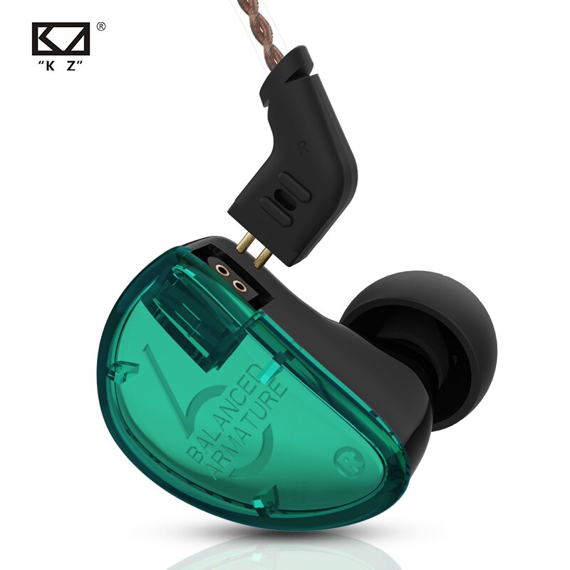 KZ AS06 Oortelefoon 3BA Balanced Armature Driver HIFI Bass Hoofdtelefoon In Ear Monitor Sport Headset Noise Cancelling Oordopjes Groen