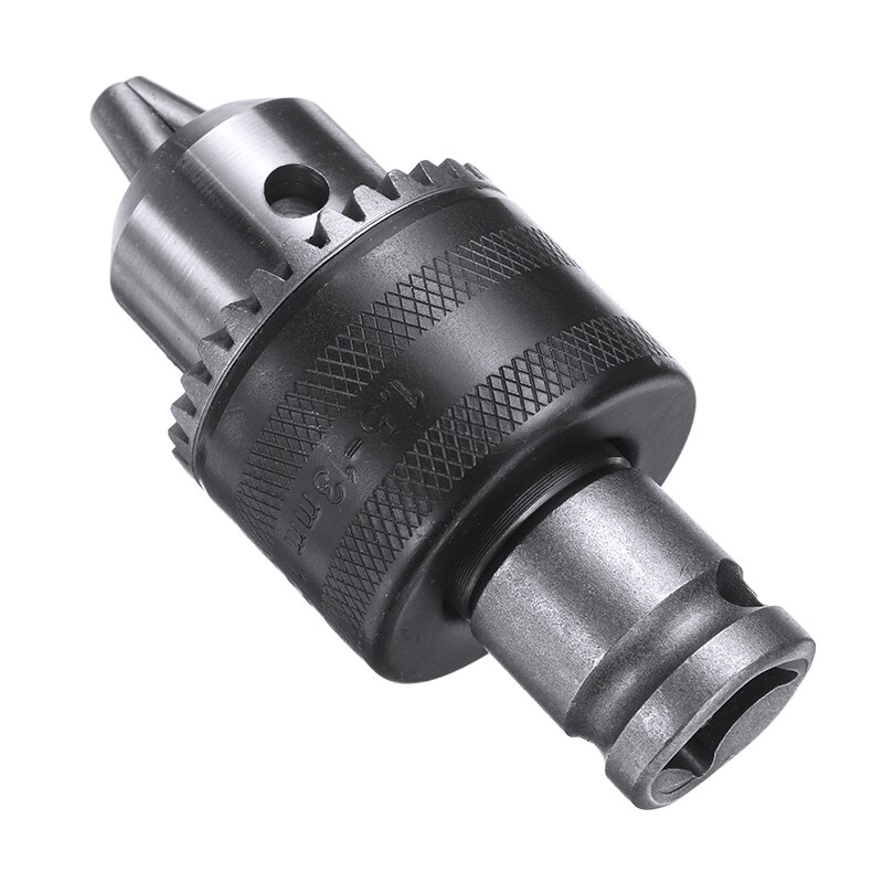 Black Steel 13mm 1/2" Keyless Drill Chuck 3/8" SDS Plus Shank Adaptor Converter Socket Impact Wrench Chuck Tool