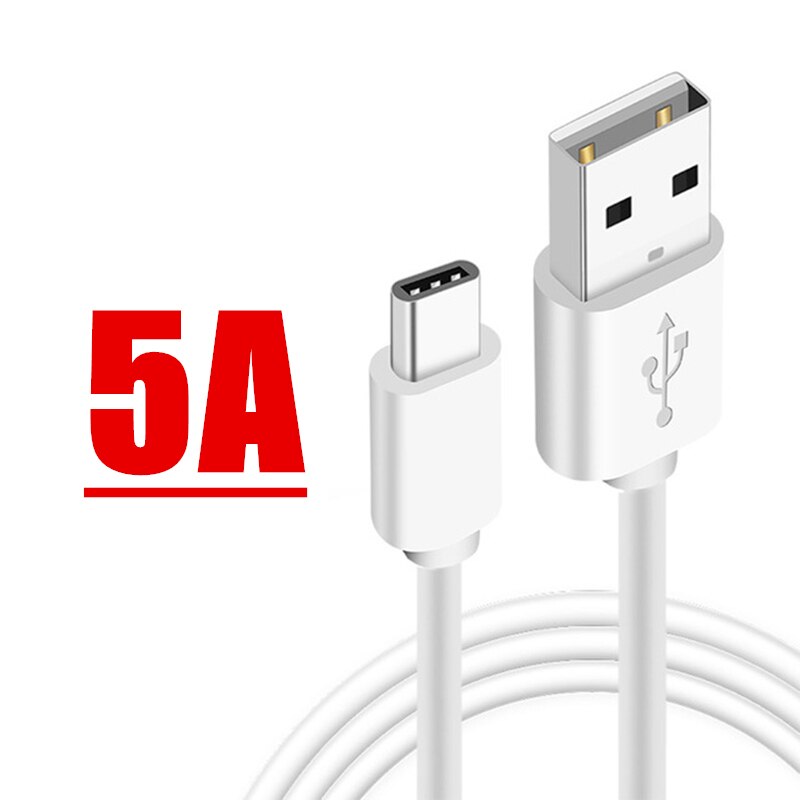 1.5M 2M USB C Cable 5A Supercharge USB Type C Cable for Huawei P40 5A Quick Charging Fast Charger for Samsung Note 20 Ultra 5G: 5A White / 1m