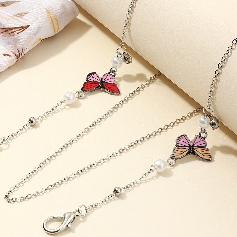 Handy & Convenient Safety Mask Rest Ear Holder Rope Beads Butterfly Rose Flower Neck Strap Mask Lanyard DIY Accessories 1PC