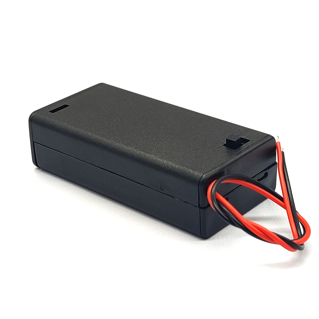 2 AA 3V Battery Case Holder Box Base Socket With Wires,Switch and Cover, Battery Holder 2 X 1.5V