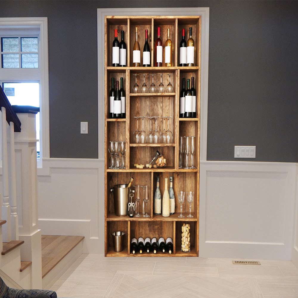 Porte autocollant toile impression 3d armoire à vin image auto-adhésif étanche papier peint décor à la maison pour salon Art toile pâte