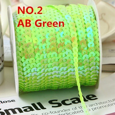 100Yard 6Mm Ab Plating Kleur Spangle Pailletten Lint Op Trim, platte Ronde Sequin Naaien Pailetten String In Roll Voor Wedding Craft: AB LIGHT GREEN