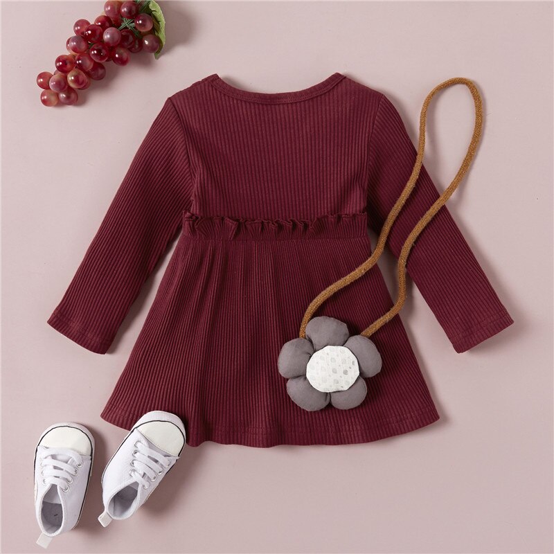 Baby Meisje Kleding Herfst Winter Meisjes Pasgeboren Kleding Katoen Effen A-lijn Prinses Jurk Vestidos Nina Gewaad Bebe Fille
