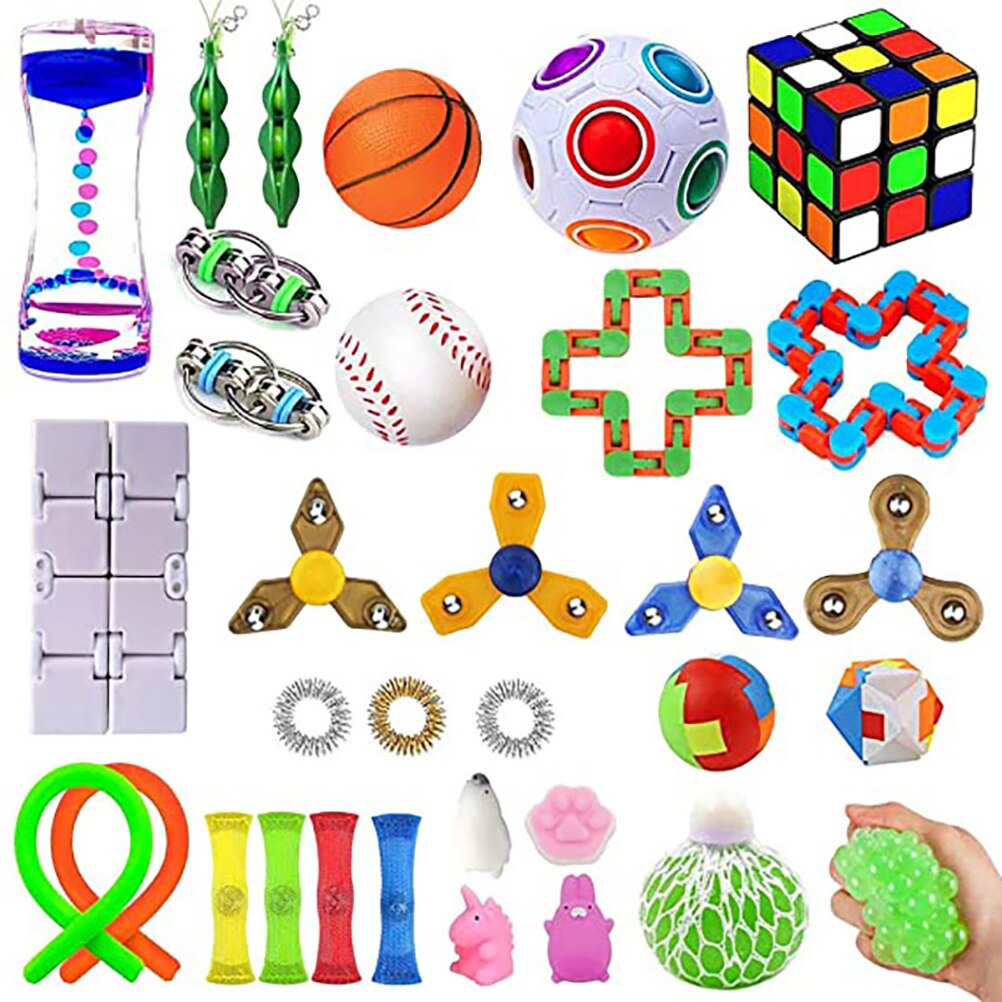32PCS Pack Fidget Sensory Toy Set Stress Relief Toys Autism Anxiety Relief Stress Pop Bubble Fidget Sensory Toy For Kids Adults