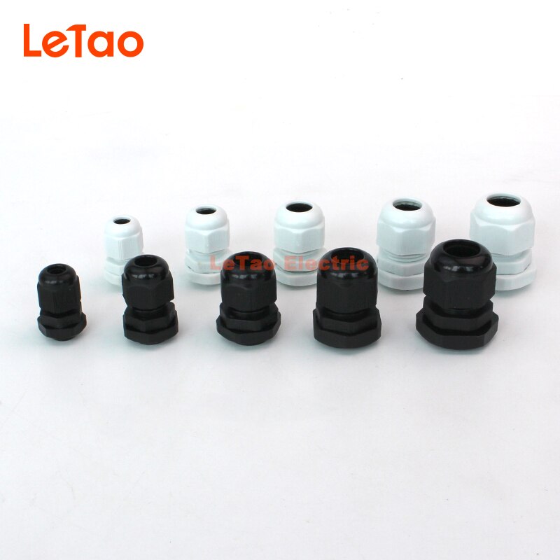 10pcs/lot M32x1.5 Nylon Waterproof cable gland plastic connector IP68 threaded entry electrical joint Black White for 16-21mm