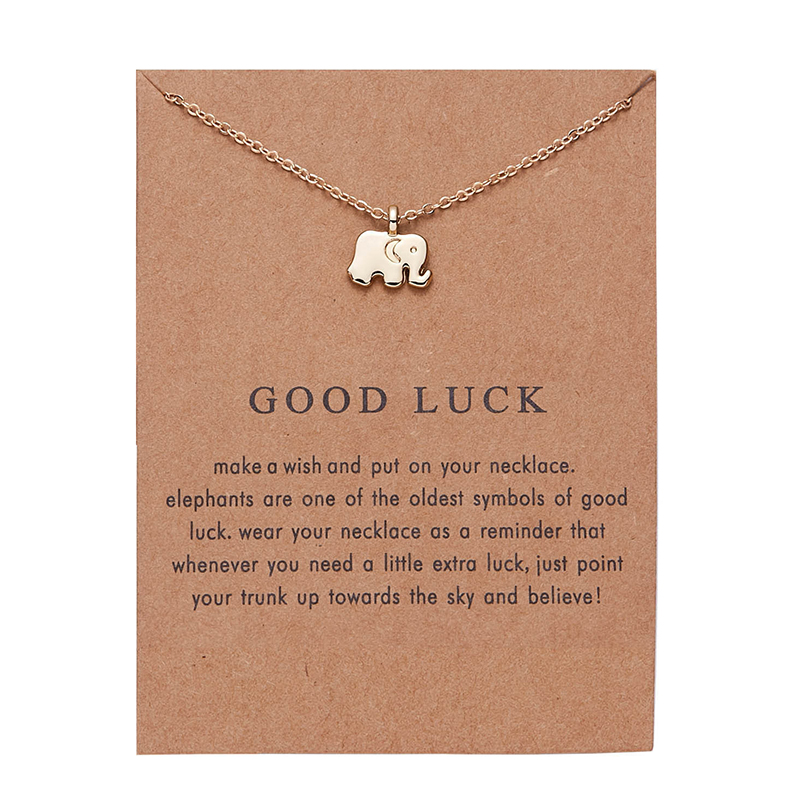 Mode Make A Wish Card Ketting Sieraden Goud Kleur Uil Veer Olifant Vleugel Eenhoorn Vlinder Hart Hanger Vrouwen Bijoux
