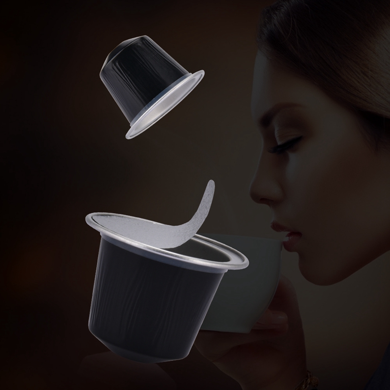 50setzt Nachfüllbare Kaffee Kapseln Tasse Einweg Kaffee Kapseln Verpackung Cafe Liefert für Nespresso Schwarz