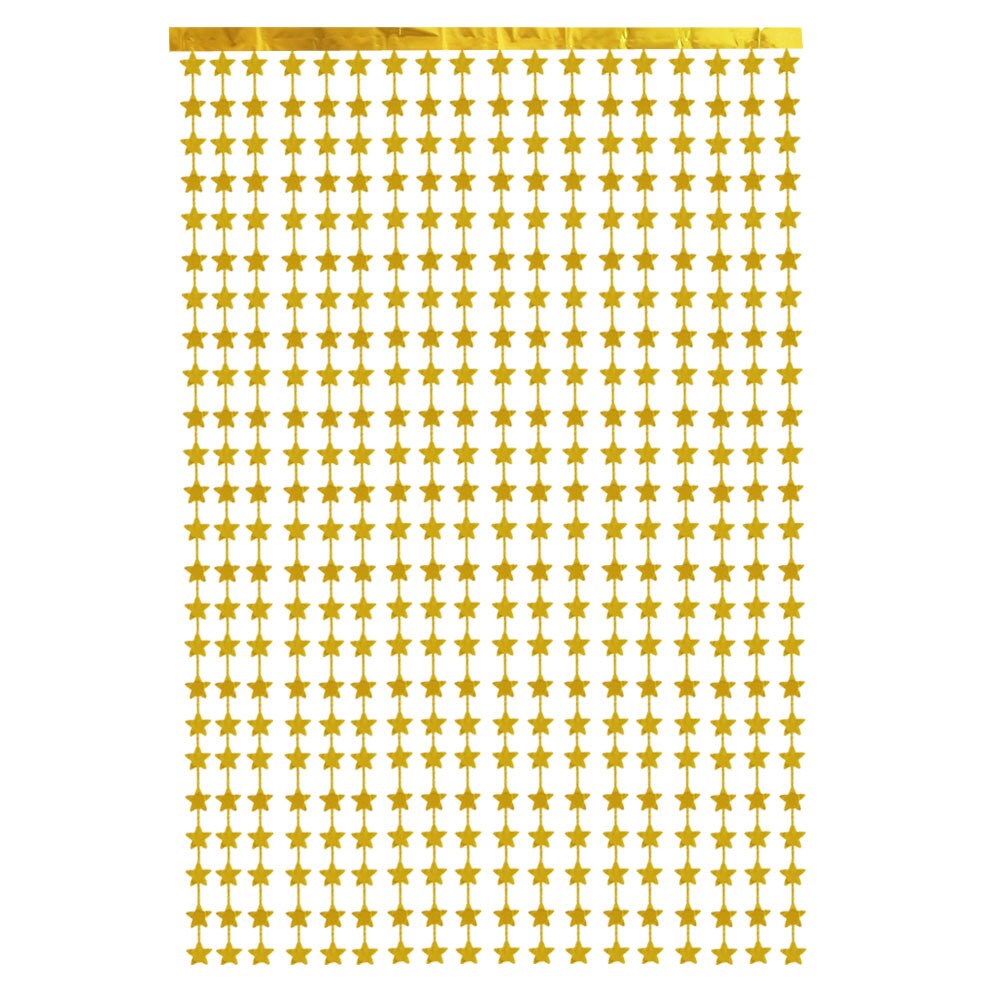 Regengordijn in de vorm van 2m*1m sterren, decoratie voor verjaardagsfeestjes, achtergrond voor bruiloften, gordijnen voor festivals, foto-rekwisieten: Goud