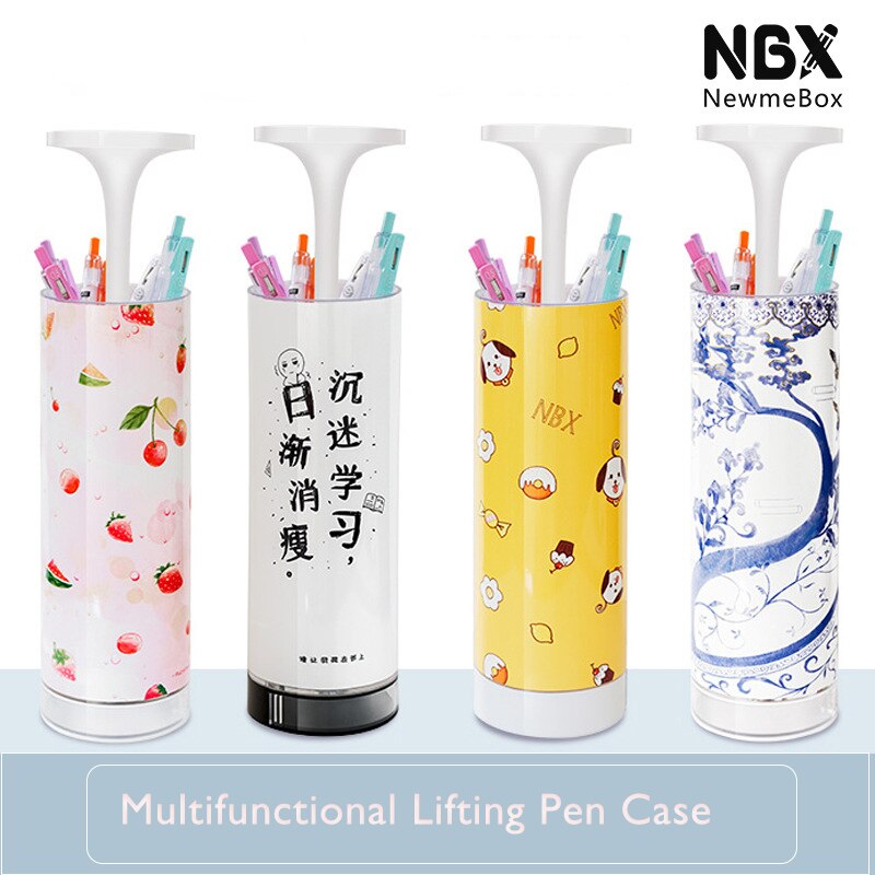Newmebox Lifting Etui Cartoon Patroon Penhouder Grote Capaciteit Briefpapier Doos Codeslot Home Office School Opbergtas