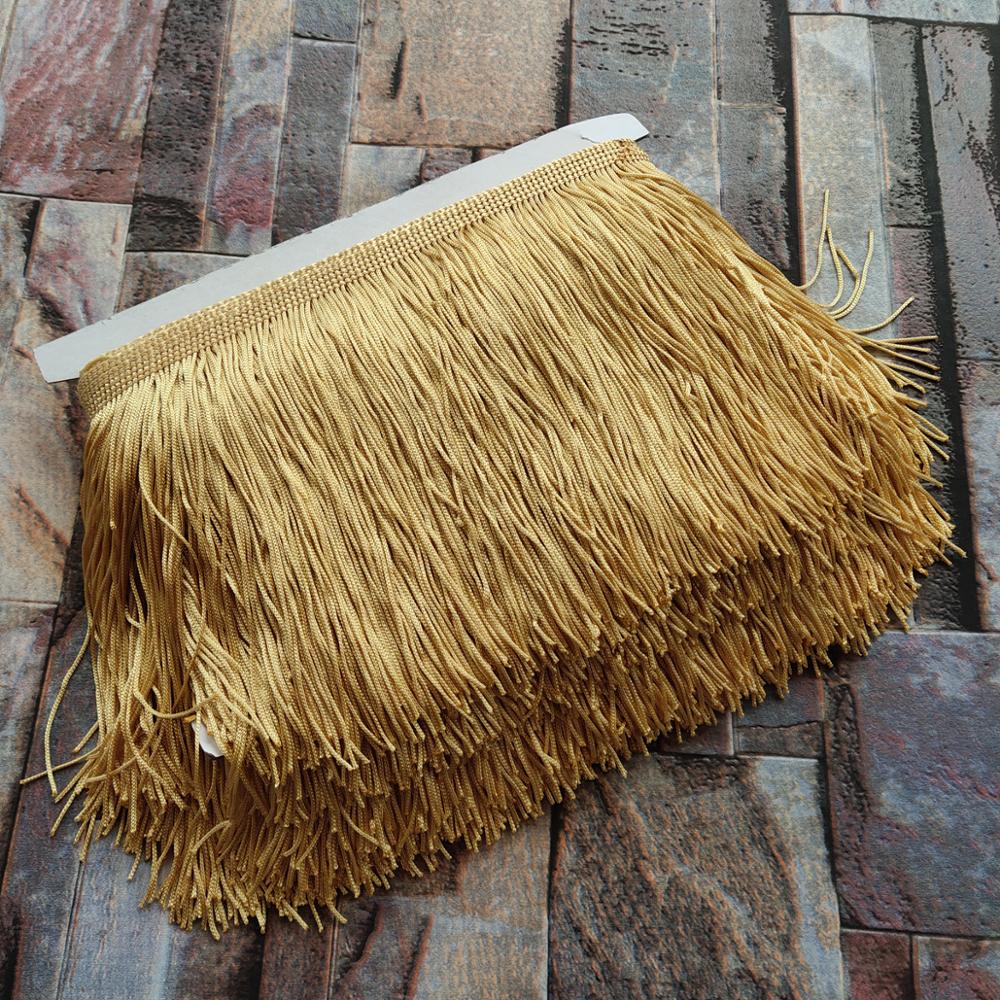Flecos de encaje de 20CM de largo, 1 metro, 10 colores, poliéster, flecos, para vestido, accesorios de cortina de ropa: Brown