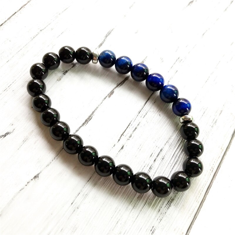 8mm zwarte onyx & blauwe tijgersteen pols mala armband yoga mala armband blijf kalm en ontspannen het beste voor mannen