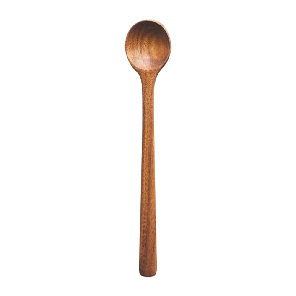 Natural Acacia Kitchen Wooden Spoon Salad Dinner Rice Serving Spoons Wood Fork Spoon Cutlery Tableware Coffee Mixing Spoon: F