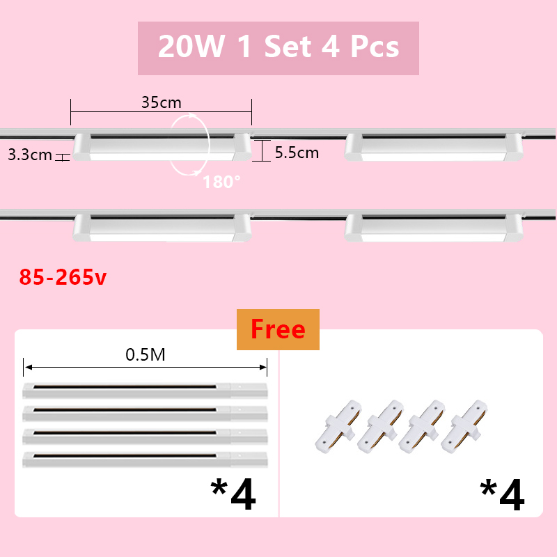 Nowoczesny minimalistyczny tor doprowadziło z długim oświetleniem szynowym montowane na powierzchni regulowany oświetlenie dekoracyjne domowy i komercyjny: Światło czerwone / Beżowy
