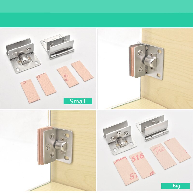 Glass Door Hinge Stainless Steel Shower Hinge Glass Door Clamp Clip with Screws (2 PCS)