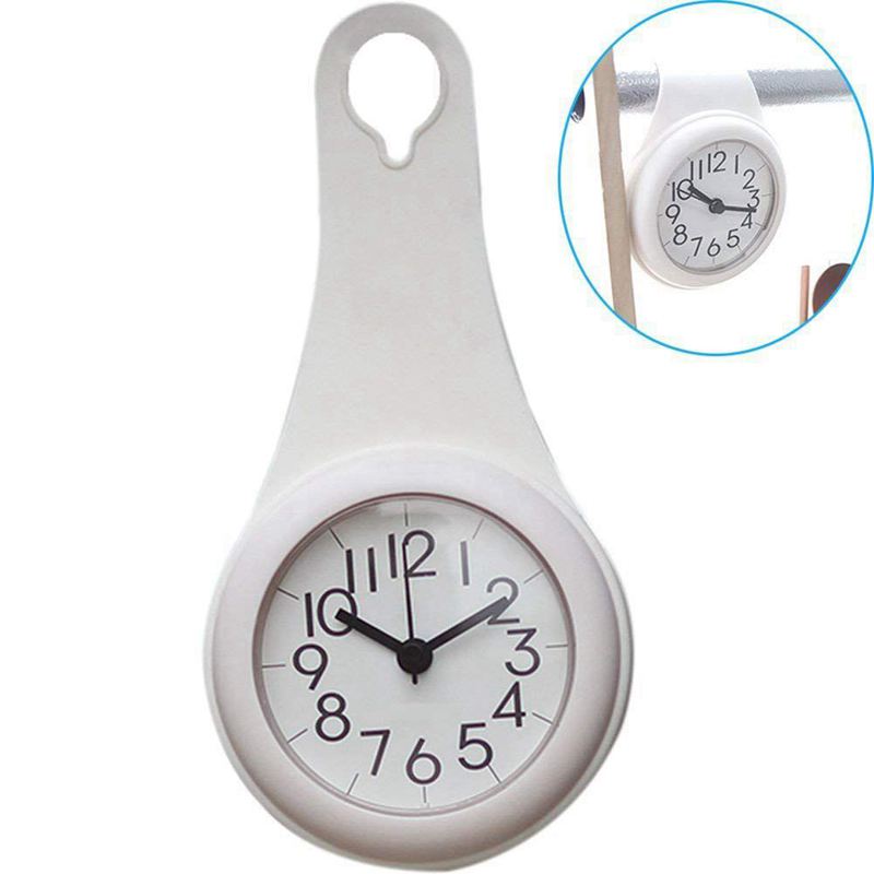 Bathroom waterproof anti-fog suction cup wall clock bathroom suction cup clock(white)