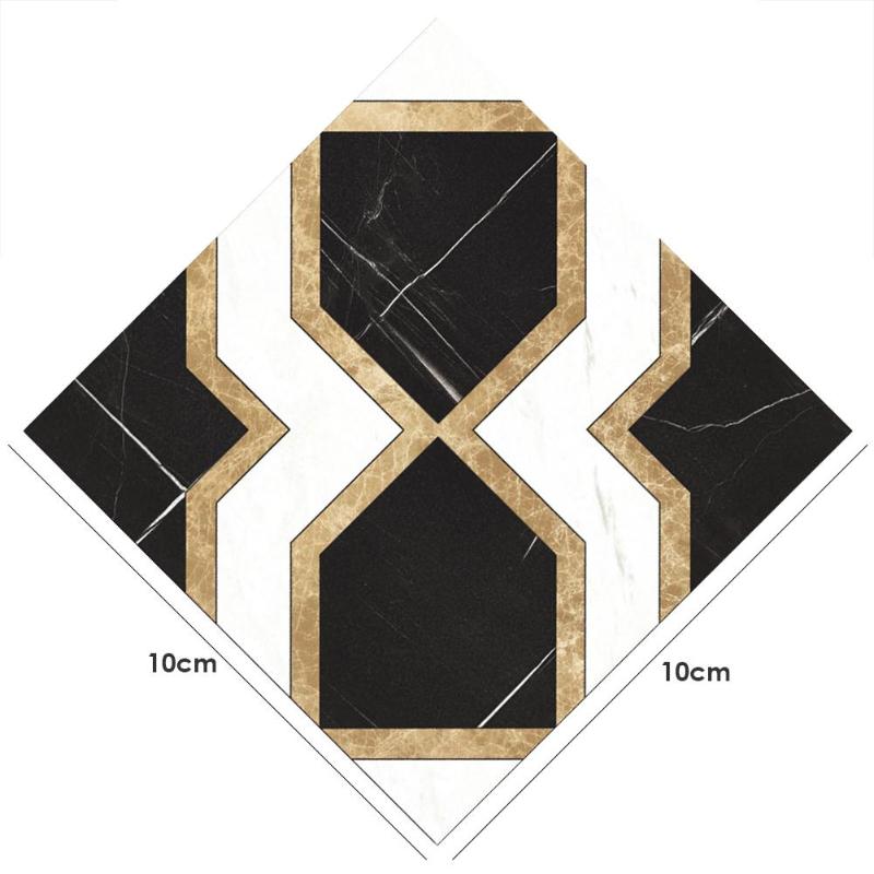 10 piezas 3D piso azulejo Diagonal pared pegatina cuadrado Vintage patrón baño cocina impermeable arte decoración cartel: D