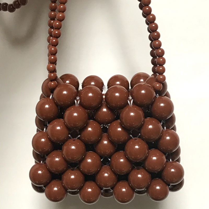 Signore Di Lusso del progettista Perline Fatti A Mano Sacchetti di Mini Sacchetto di Spalla Croce di Cristallo Della Ragazza Tessuto Sacchetto Del Messaggero di Alta Qualità Pera Borse: COFFEE