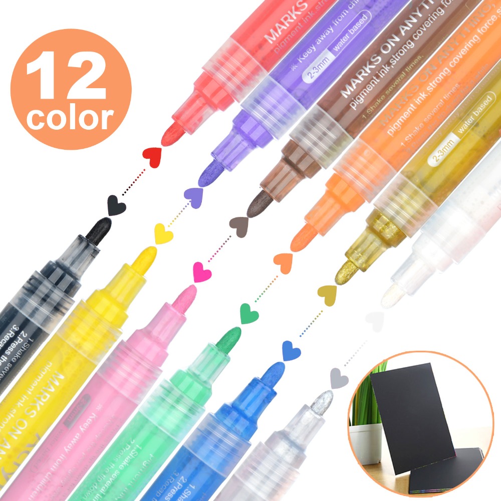 1/12/24 stücke Acryl Permanent Farbe Marker stift wasser bleistift Set für DIY Keramik Rock Glas Schreibwaren Büro kunst liefert lapices: 12 colors set