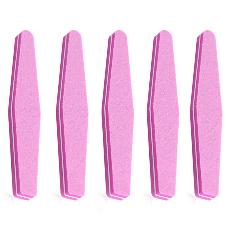 100/180 Nail Files Double Side Nail Buffer Nail File Trimmer Nail Buffers Slim Thick Nail Tools Manicure Supplies: 5PCS   PINK