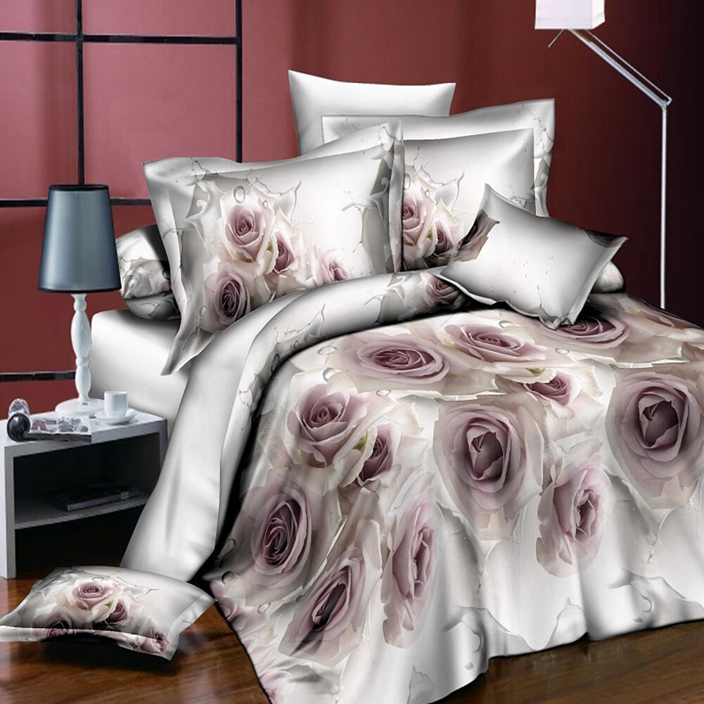 18 Stijlen Wit Rode Bloem 3D Beddengoed Set van Dekbedovertrek Kussensloop Set Bed Kleding Dekbedden Cover Queen Twin geen Quilt