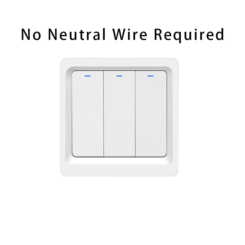 Tuya Zigbee Smart Switch Push Button Wall Light Switch No Neutral Wire and N+L Required ,Alexa Google Home Compatible: Only L Wire 3 Gang
