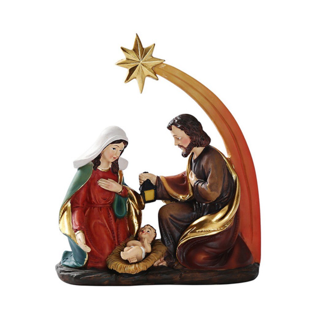 Elegante Profiel Kerststal, Omvat Heilige Familie Hars Decoratieve Figuren Elegante Profiel Kerststal Omvat Heilige Familie # S: C