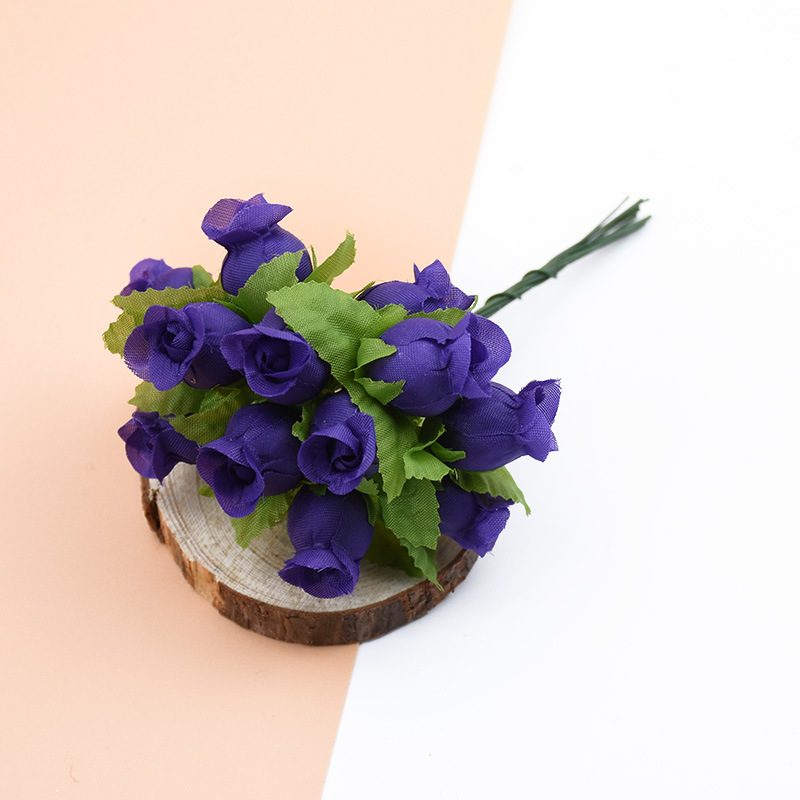 12 uds/paquete de seda artificial mini capullo de rosa cabeza de flor DIY ramo de flores caja de scrapbooking boda decoración de en casa