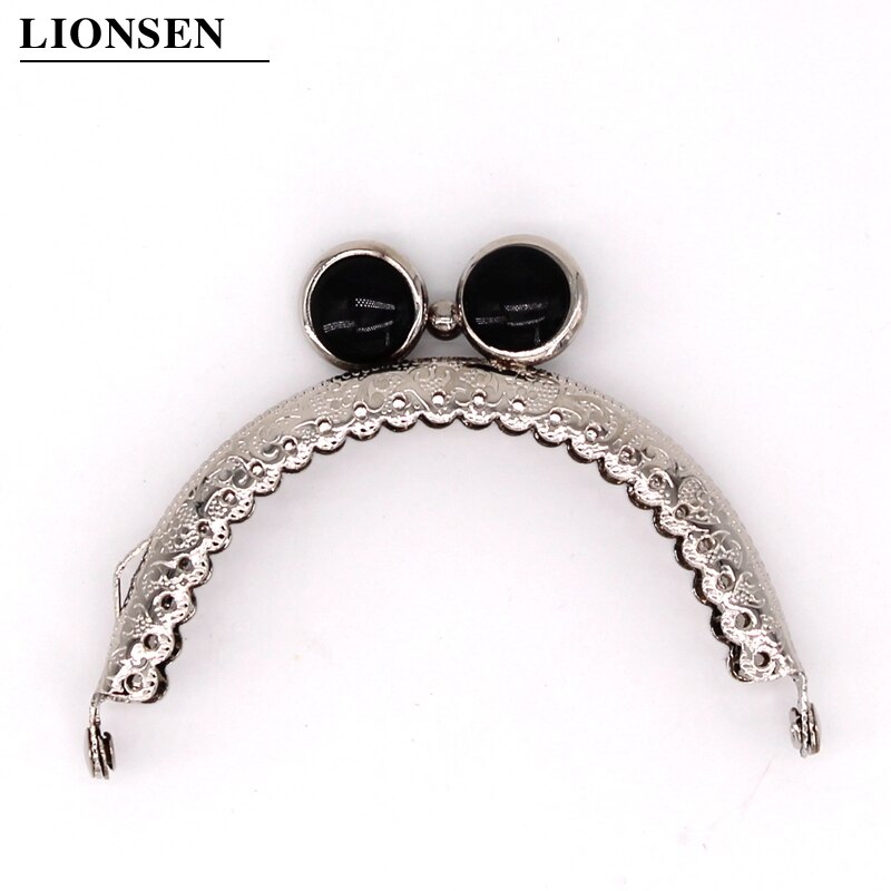 Lionsen 8.5cm flad perle sølv metal pung ramme håndtag til clutch taske håndtaske tilbehør fremstilling kyss lås lås