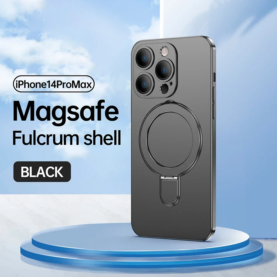 Coque de charge sans fil pour iPhone, iPhone 15, 14 Plus, 13, 12 Pro Max, prise magnétique en métal, coque de téléphone à induction: Nylon / Black