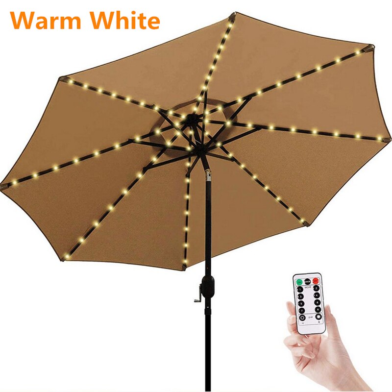 Parapluie de jardin, ficelle lumineuse, éclairage d'extérieur, Flexible, conforme à la norme IP67 104LED, luminaire décoratif, disponible en LED étanche ou LED: Warm White