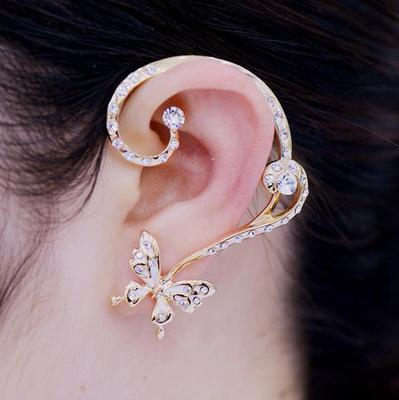 Gothic DIY Black Bat Shaped Ear Clips For Women Girls Punk Dragon Snake Butterfly Ax Vintage Earrings Party Jewelry: ER0162-White