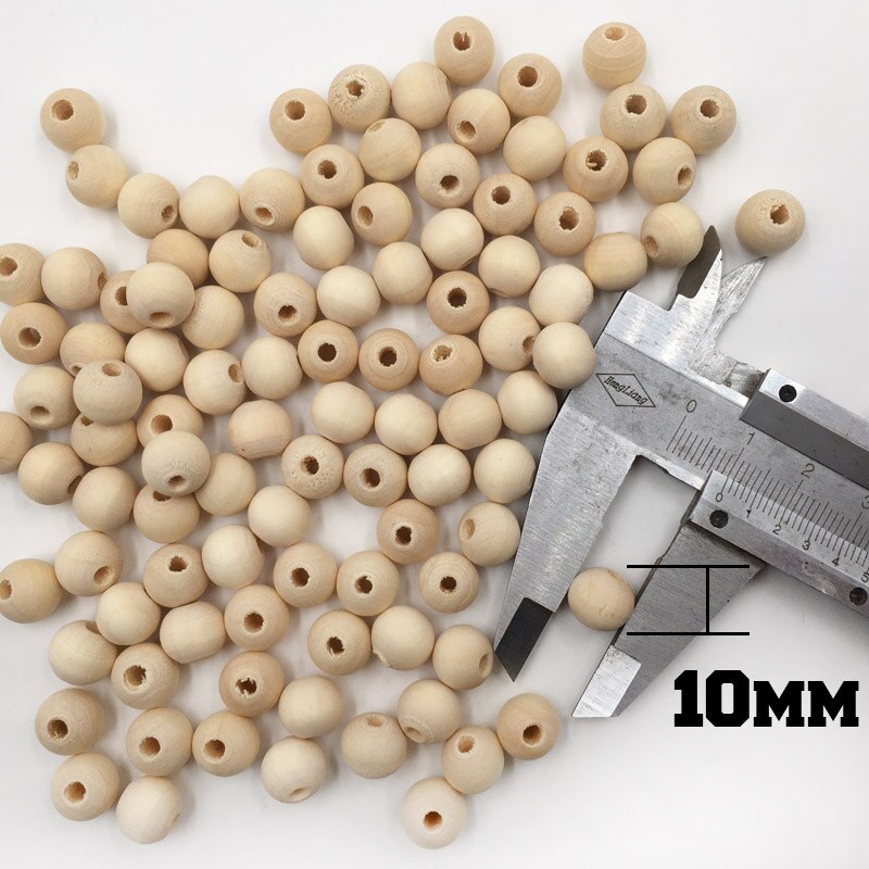 1-100PCs Natural Ball Wood Spacer Beads 6-50mm For Charm Bracelet baby wooden round bead: 10mm 100pcs