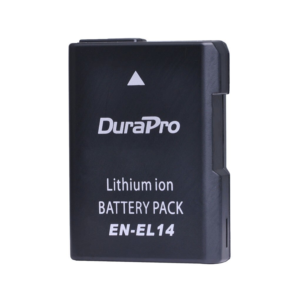 Durapro 2pc 1200 mah en -el14 en el14 batteri + dobbelt oplader til nikon eos  d5500, d5300, d3300, d5100, d5200, d3100, d3200 batteri: 1 batteri