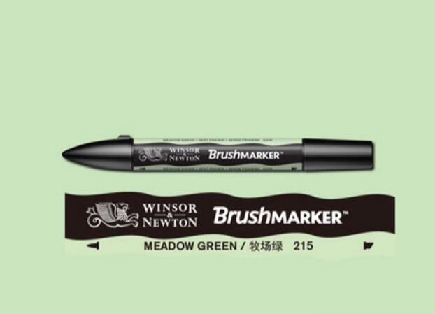 Winsor & Newton Brushmarker Marker Pennen Kwast Alcohol Gebaseerde Snelle Droge Blauw Groen Tones: Meadow Green