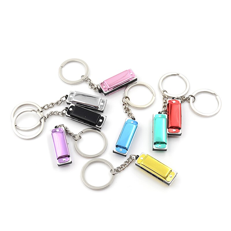 3.6 * 1.2 * 0.8cm 1 * Keychain Harmonic Harmonica Mini 4 Holes 8 Tone Harmonica Keychain Key