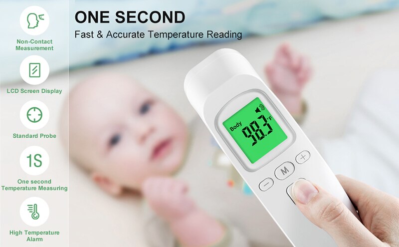 Thermometer Non-contact IR Infrared Thermometer Temperature Meter with Fever Alarm Digital Infrared Forehead Thermometer