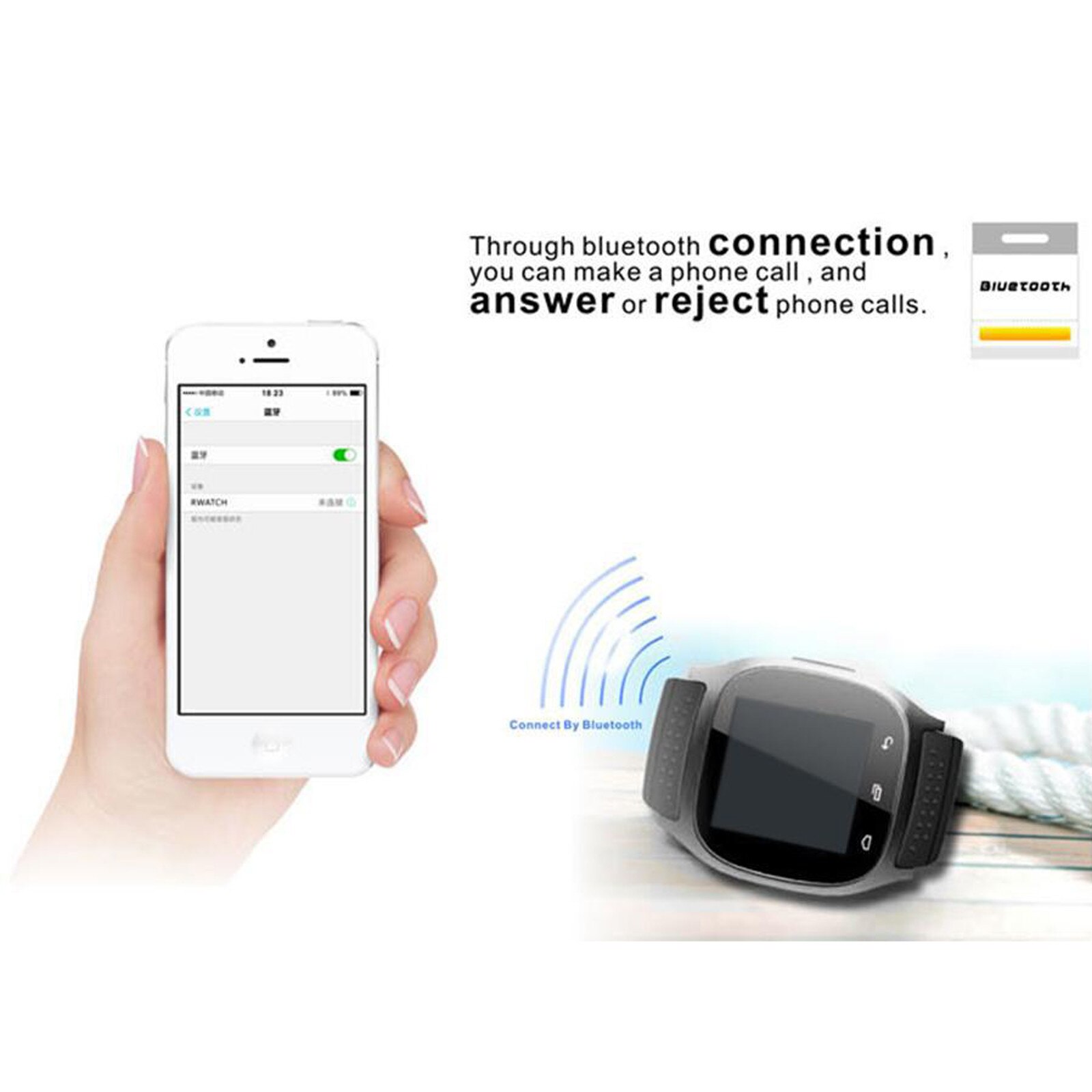 Reloj inteligente a la para hombre y mujer, accesorio de pulsera resistente al agua con Bluetooth, compatible con Android e iOS, Simple