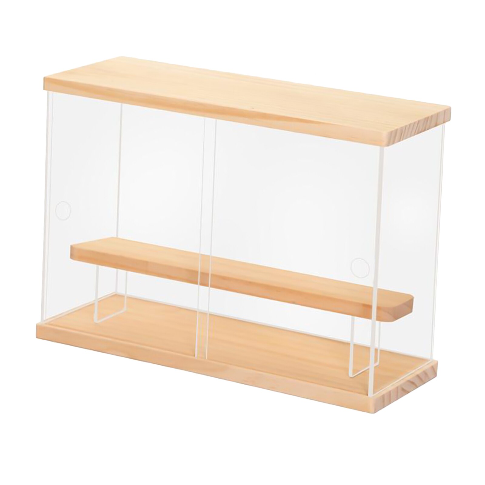 transparent Acryl Anzeige fallen Schutz Lagerung Würfel Schaufenster Container Holz Basis für Puppe Figuren Parfüm: Single Schicht