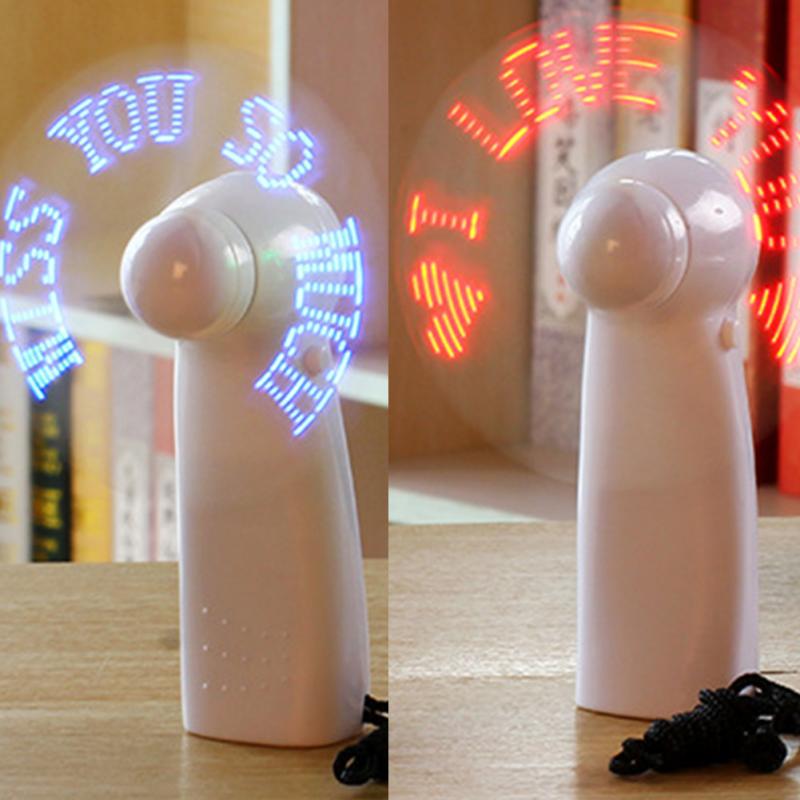 Mini USB Handheld Fan Gadgets Flashing I Love You LED Cooler Desktop Cooling Fan with Characters Messages