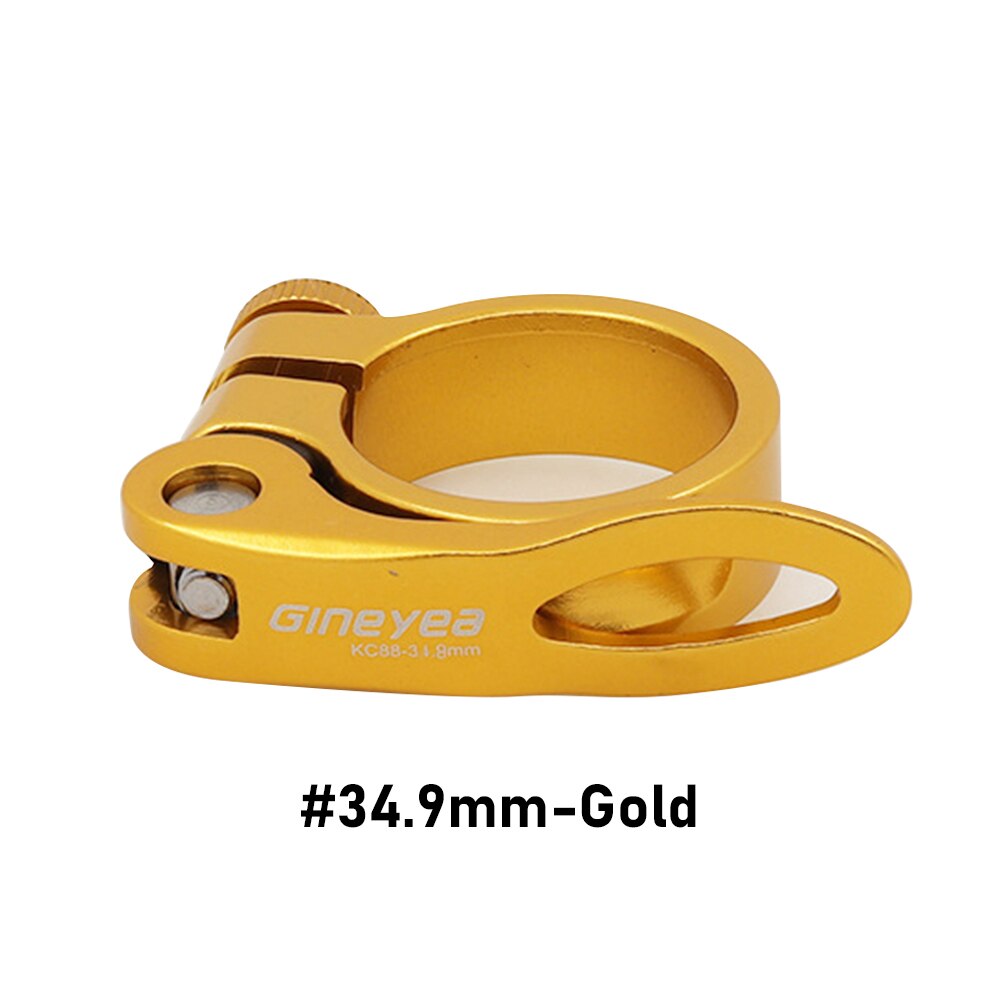 Alloy Bike Seat Clamp Aluminium Quick Release Mountain MTB BMX Road Bike bicycle Seatpost Clamp: 34.9mm-Gold