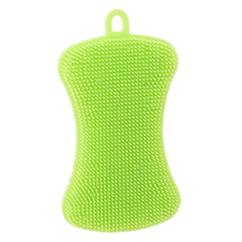 1pc silikon oppvaskbørster grytesvamp skrubber silikon skuresvamp fruktgryte panne vaskebørster kjøkken rengjøringsverktøy: Grønn