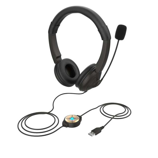 Usb Headset Met Microfoon En In-Line Controle On-Ear Hoofdtelefoon Voor Gaming, Skype, Kantoor, conferentie: Default Title