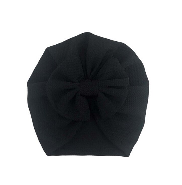 Baby Stuff Accessories Baby Girl Hat With Bow Knot Infant Beanie Solid Big Bowknot Cap For Girls Kid Hats: black