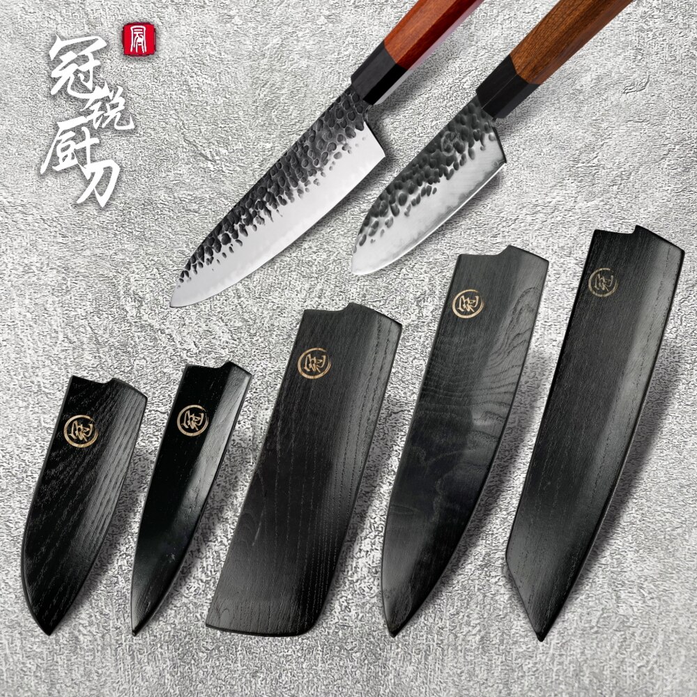 Chef's knife Japanese Gyuto Santoku Petty Nakiri Kiritsuke Protector Blade Wooden Scabbard Kitchen Knives Sheath Saya Guard