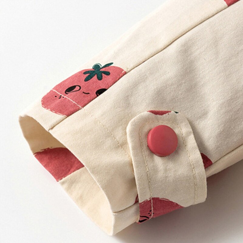 Meisjes Herfst Windjack Koreaanse Versie Van Fruit Print Lange Mouwen Bovenkleding Winter Kinderen Peuter Jas