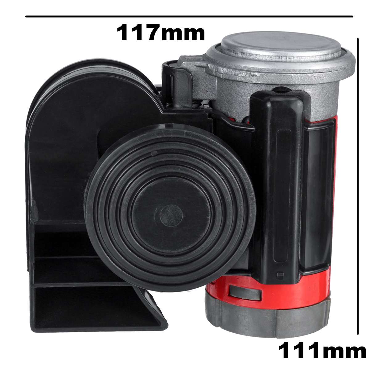 12v 250db auto dubbele toon compacte luchthoorns kit auto vrachtwagen vrachtwagen suv camper trein caravan boot dubbele toon super luid: Rood vierkant